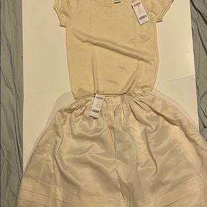 Cream satin skirt and sweater set NWT size 10